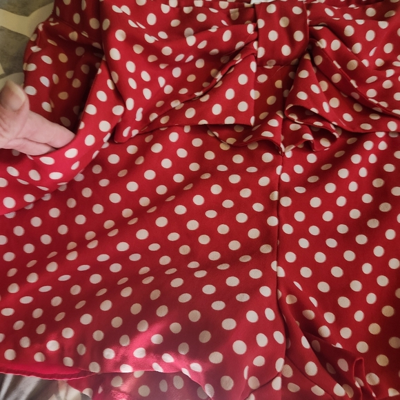 Disney Lauren Conrad collab Minnie Mouse shorts red polka dot bow women's large - Picture 7 of 11